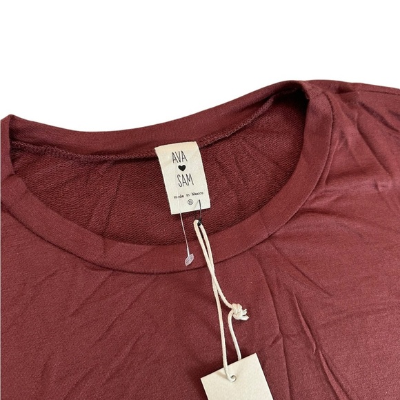 Ava Sam Rusty Orange Red Ruched Midi Dress Size L - Picture 12 of 17